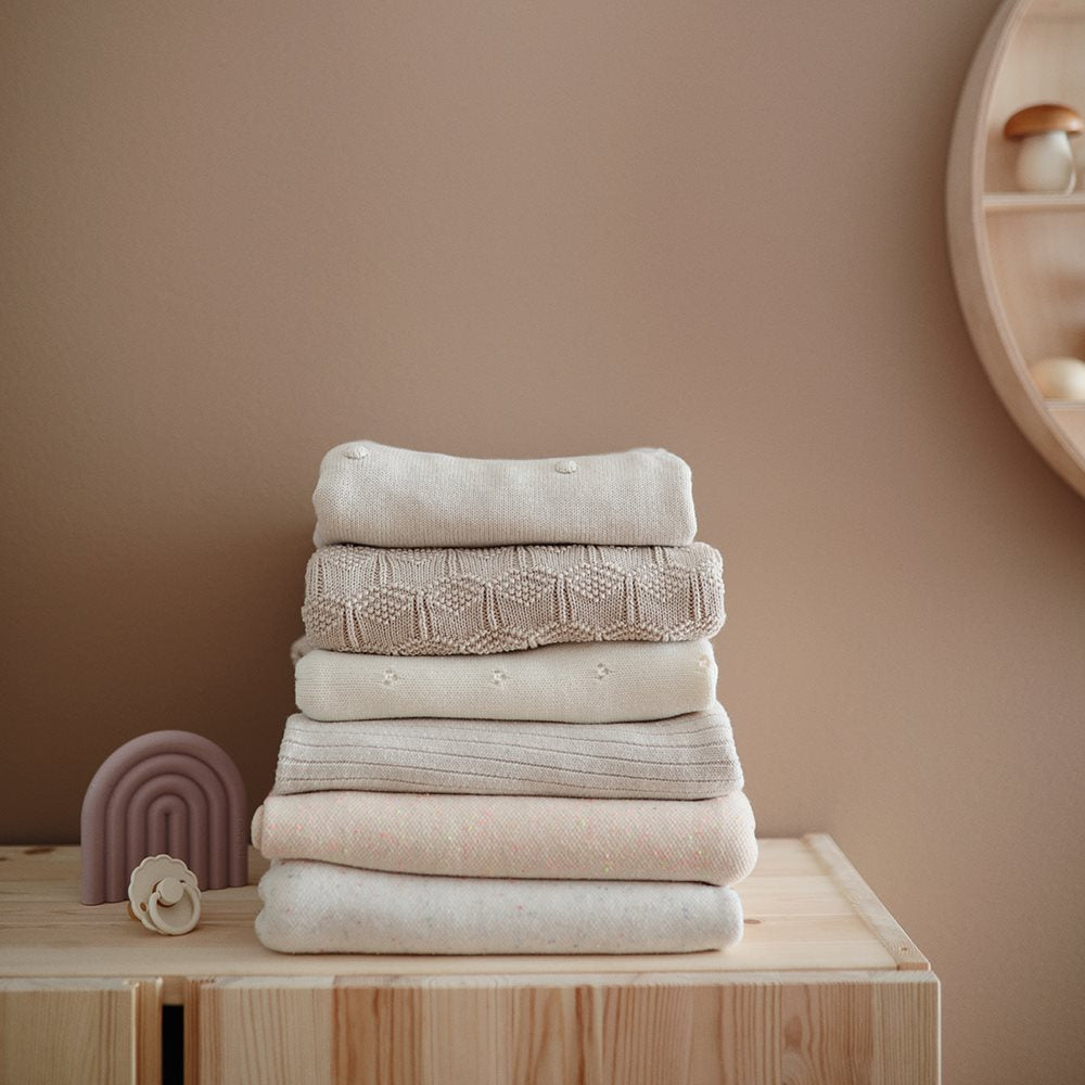 Mushie, Babyfilt, Ribbad Beige Melange