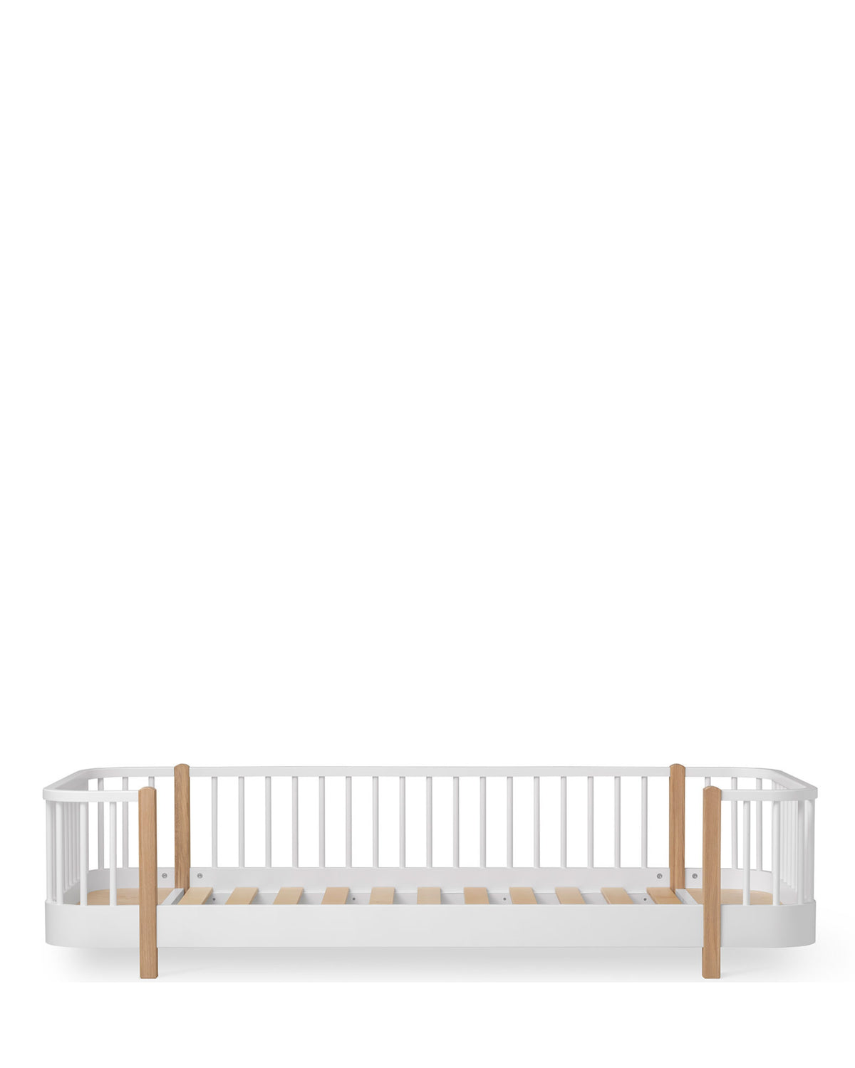 Oliver Furniture, Wood Original Floor Bed 90x200 cm, White/Oak
