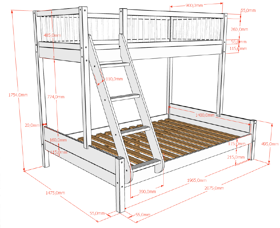 Vipack, Forrest Oak, Family Bunk Bed, Oak