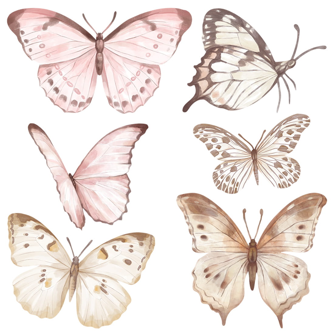 Pastel Love, Wall Sticker Set L, Butterflies