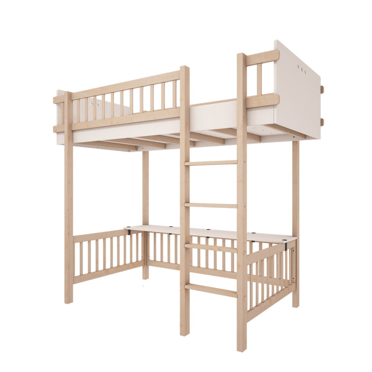 Wood Luck Design, Loft Bed, Basic White