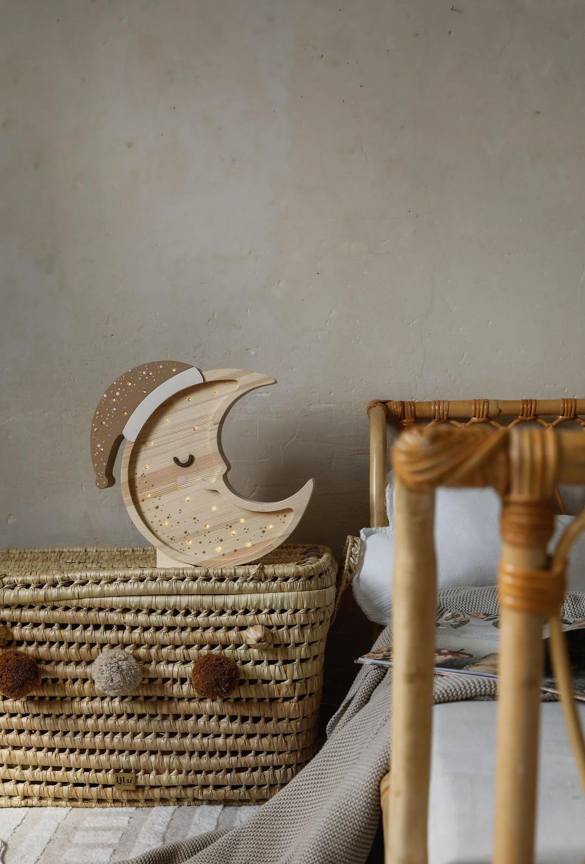 Little Lights, Night Light, Moon, Cappuccino Wood