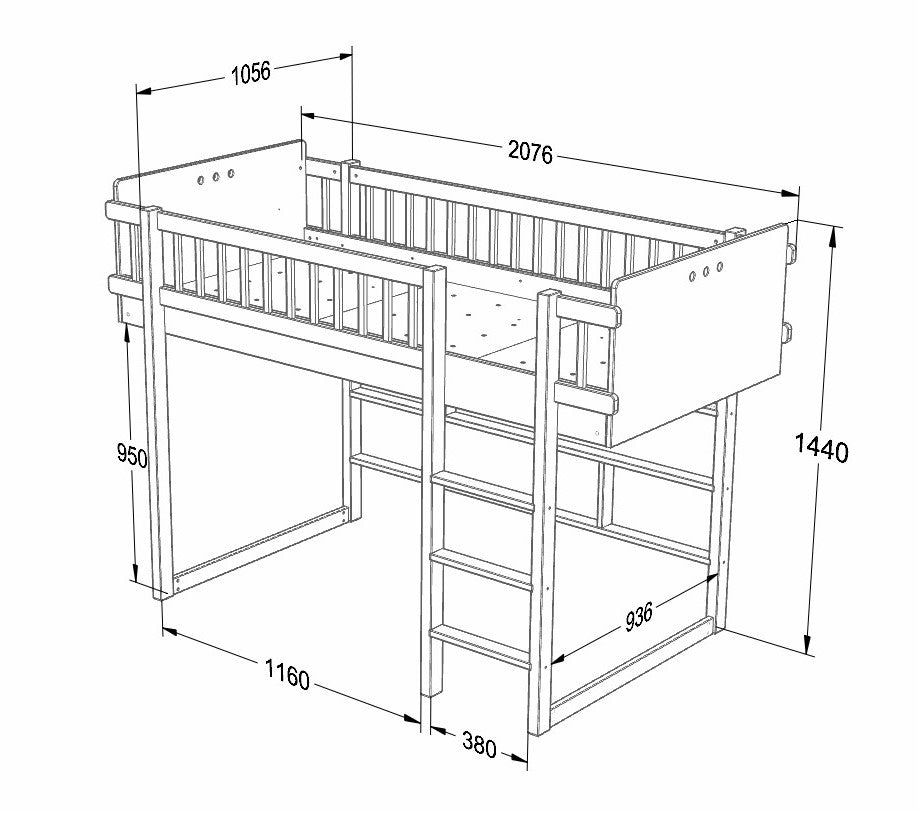 Wood Luck Design, Loft Bed, Basic Cashmere