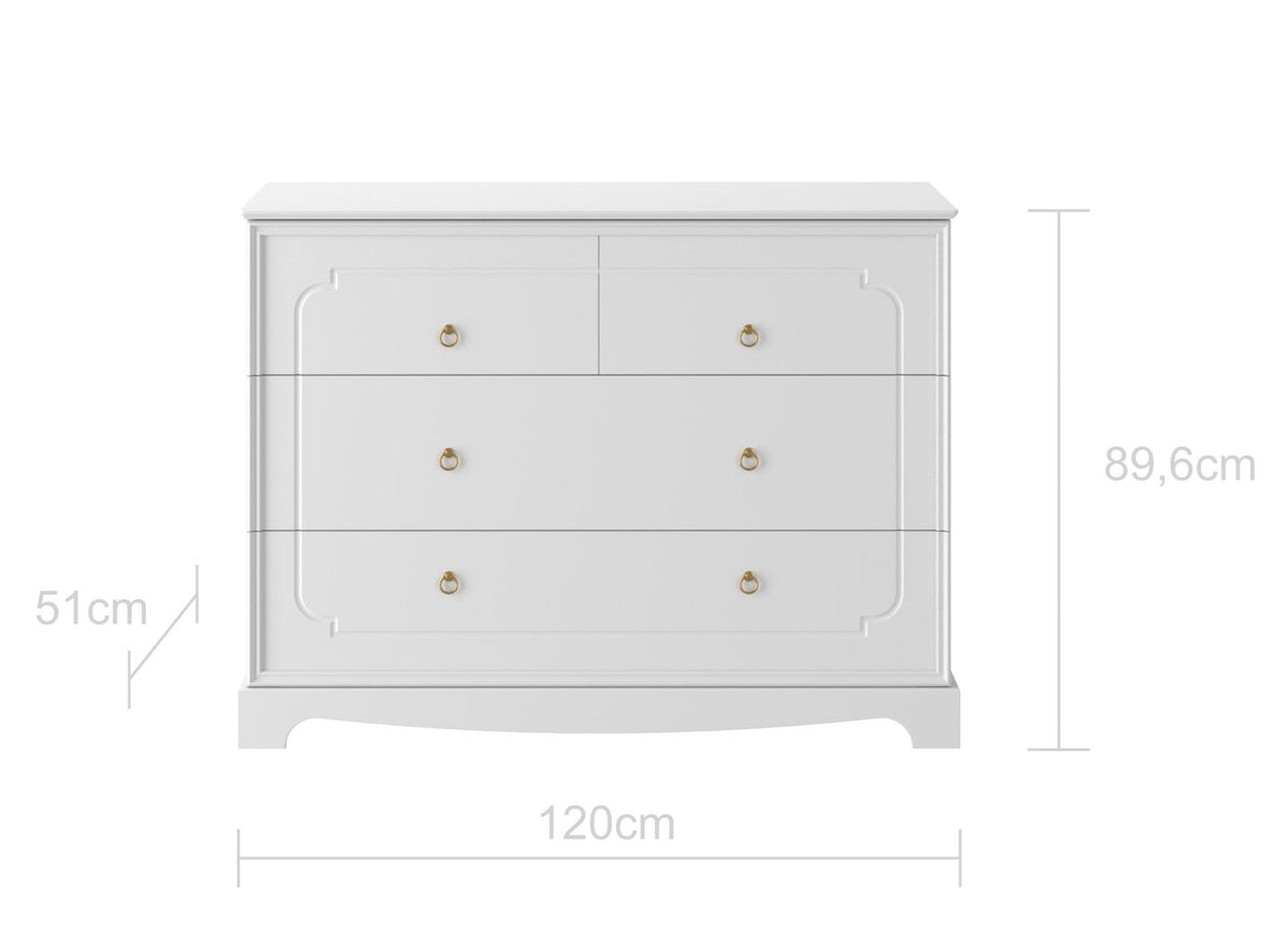 Bellamy, Royal, Chest of 4 drawers, White