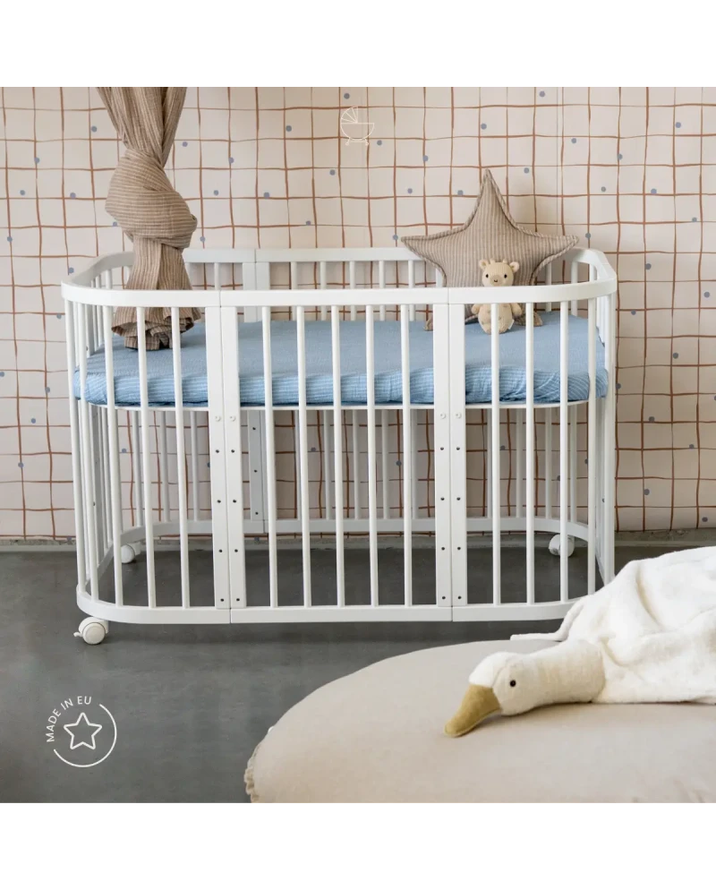 Waldin, Cot 7in1 + Mattress, White