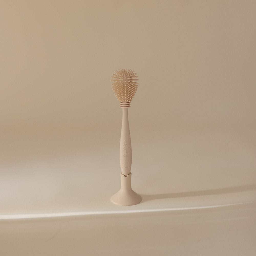 Mushie, Silicone Washing Brush for Bottles, Shifting Sand