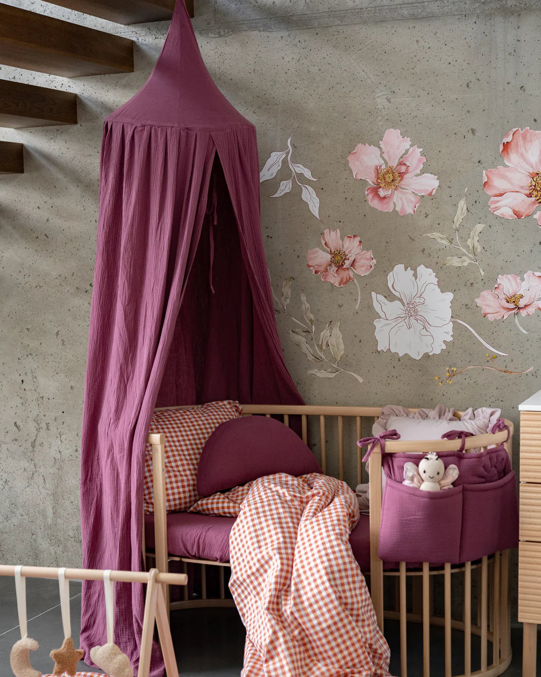 Matuu Bed Canopy, Plum Dream Muslin