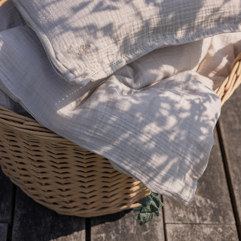 Zebra, Muslin Dra-på-lakanset 100x135 cm, Seabreeze Beige