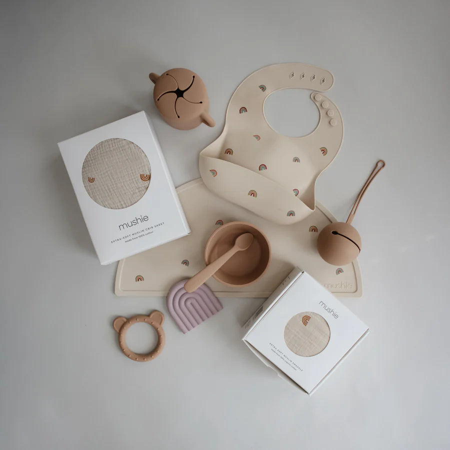 Mushie Silicone Dining Tray, Rainbows