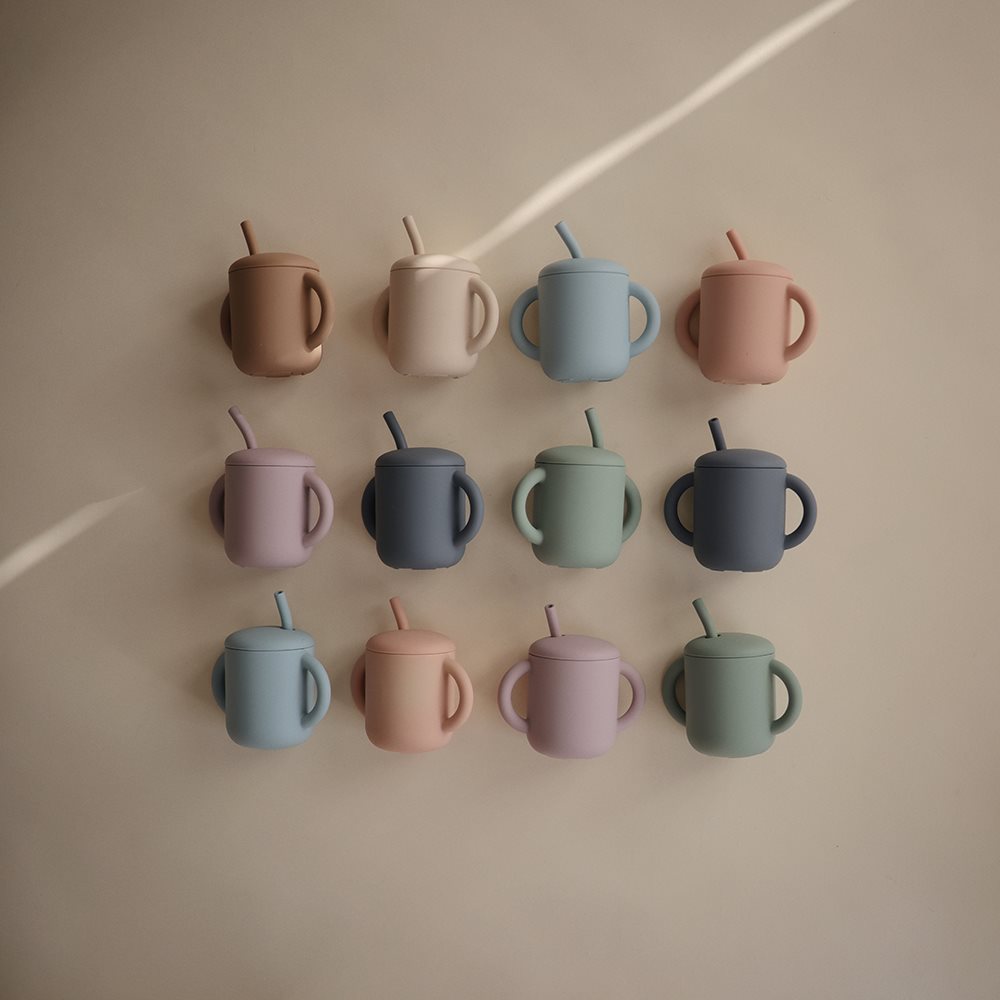Mushie, Silicone Straw Mug, Cambrige Blue
