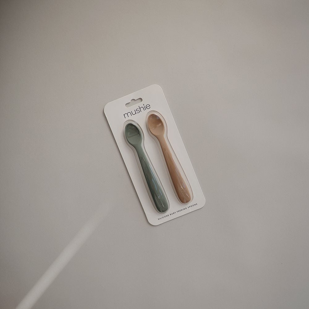 Mushie, Silicone Spoon Set 2pcs, Dried Thyme/Natural
