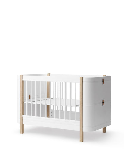 Oliver Furniture, Wood Mini+ Cot & Junior Bed 5in1, White/Oak
