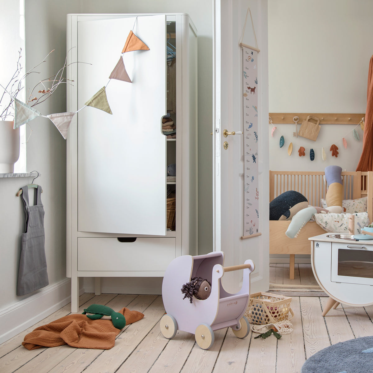 Zebra, Wardrobe, Single Door, Classic White