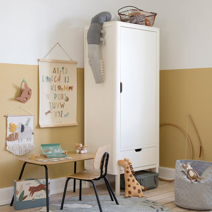 Zebra, Wardrobe, Single Door, Classic White