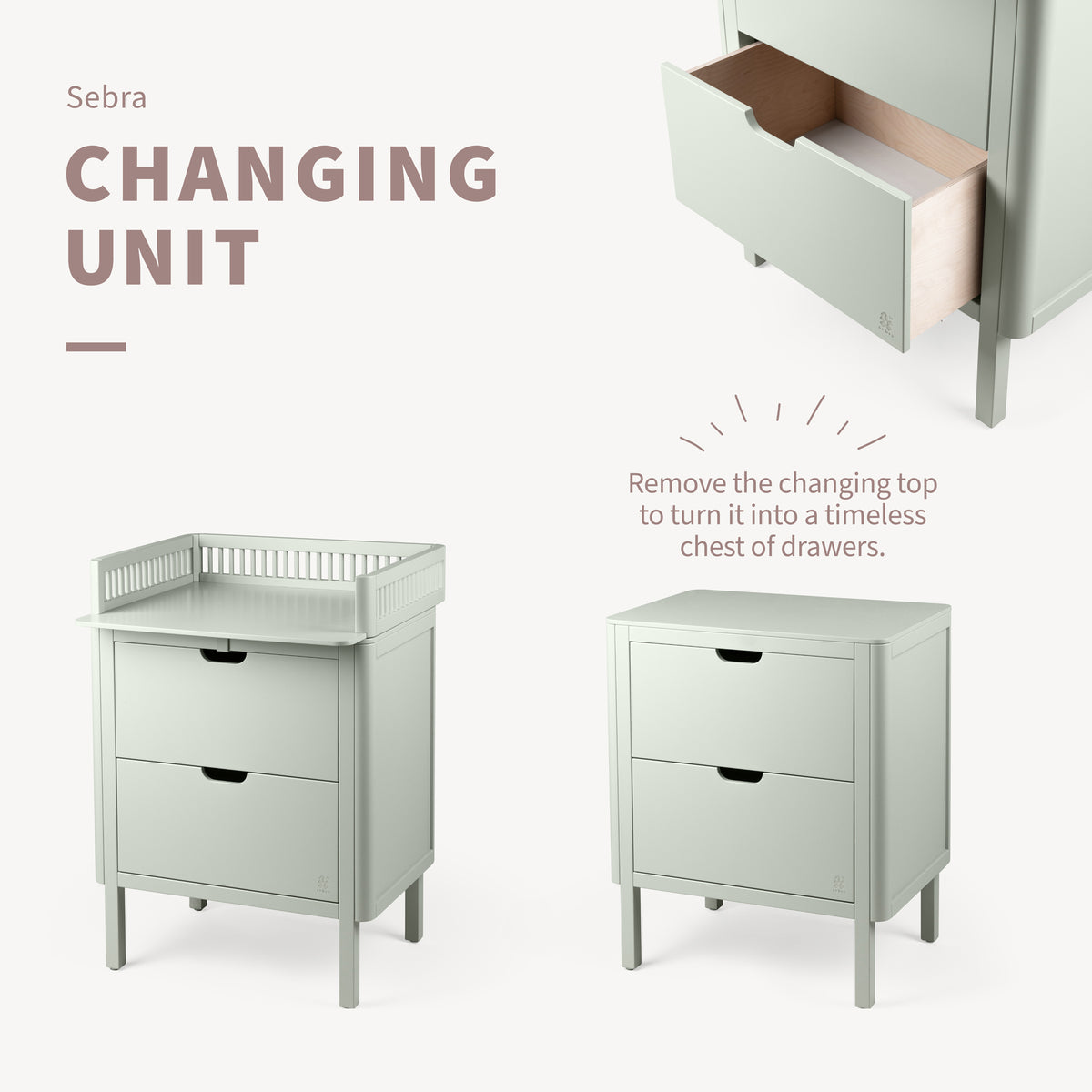 Seesaw, Chest of drawers/Changing table, Mist Green