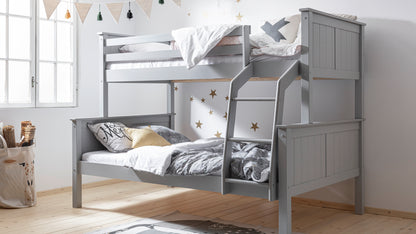 Inmondo, Collet Trio Bunk Bed with Headboard (Convertible), Pearl Grey