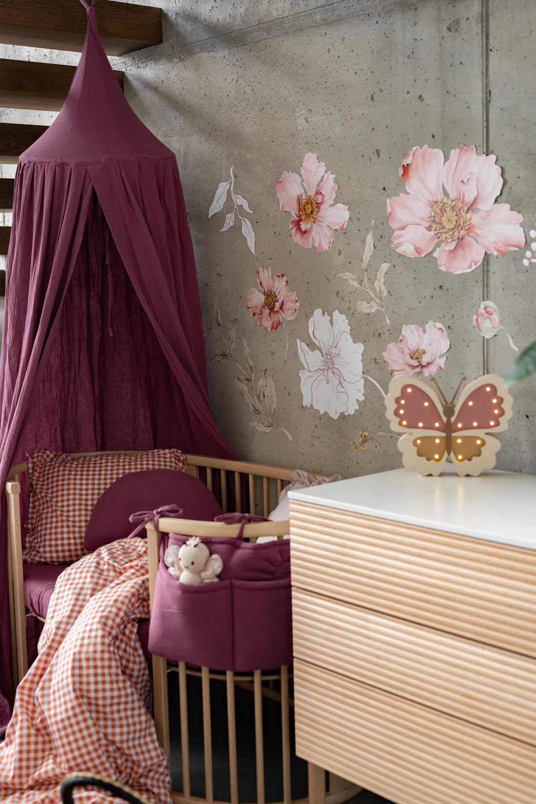 Matuu Bed Canopy, Plum Dream Muslin