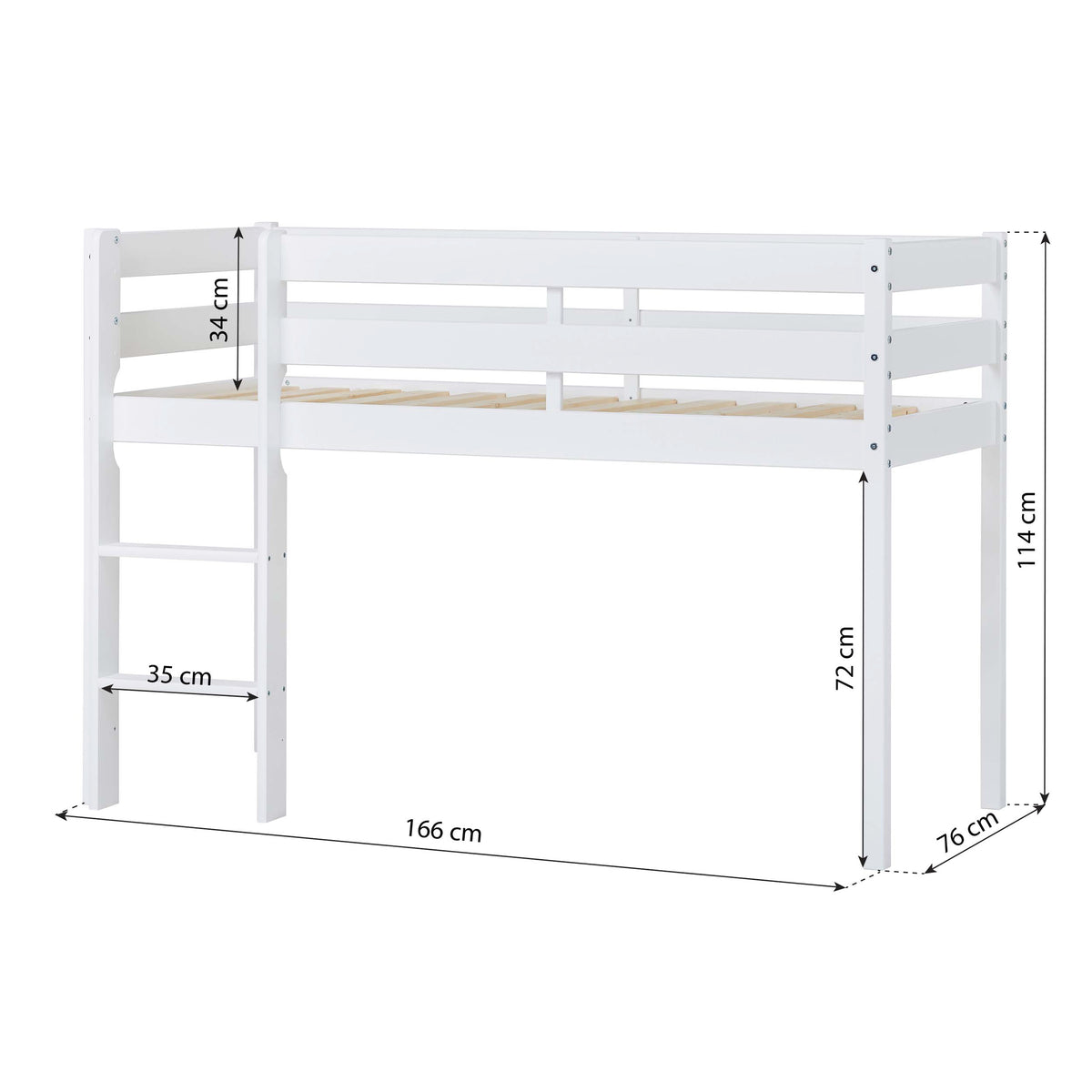 Hoppekids ECO Comfort, Parvisänky 70x160 cm, White