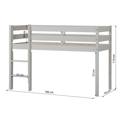 Hoppekids ECO Comfort, Loftsäng 70x160 cm, Dove Grey