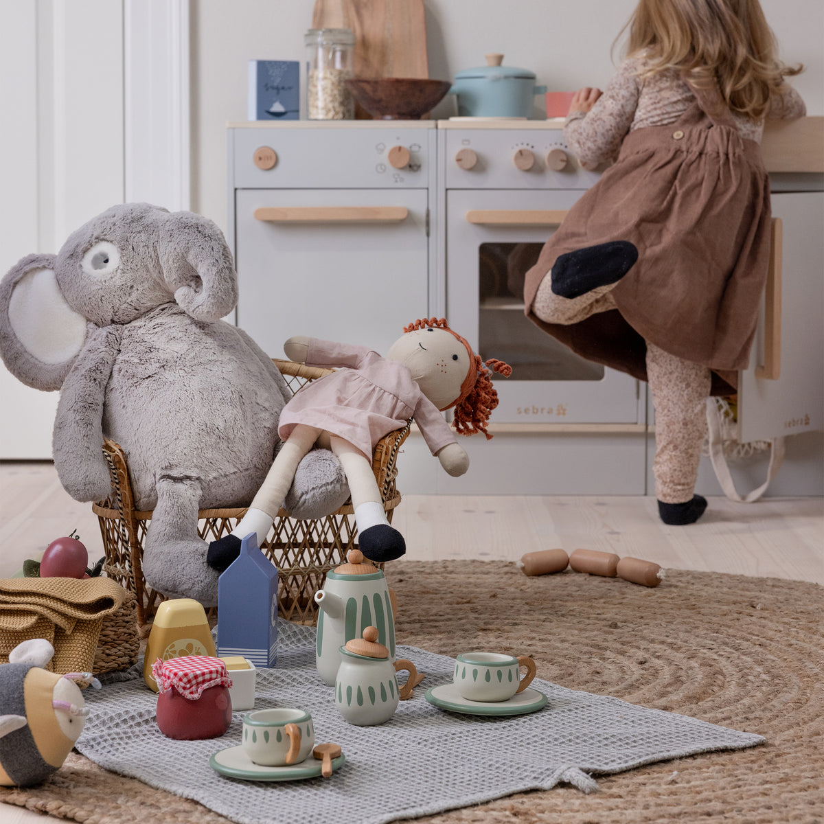Zebra, Tea Set, Sage Green