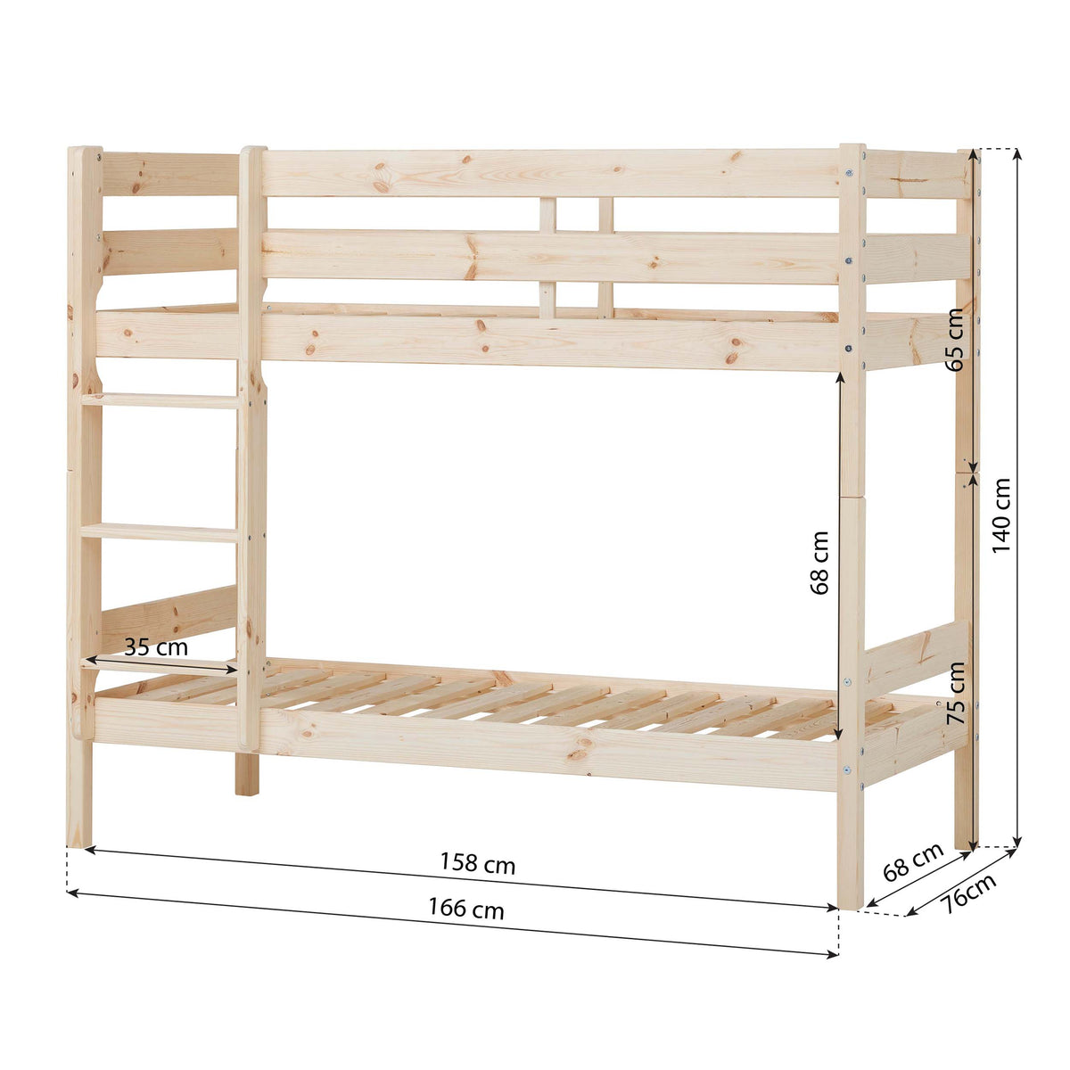 Hoppekids ECO Comfort, Kerrossänky 70x160 cm, Wood