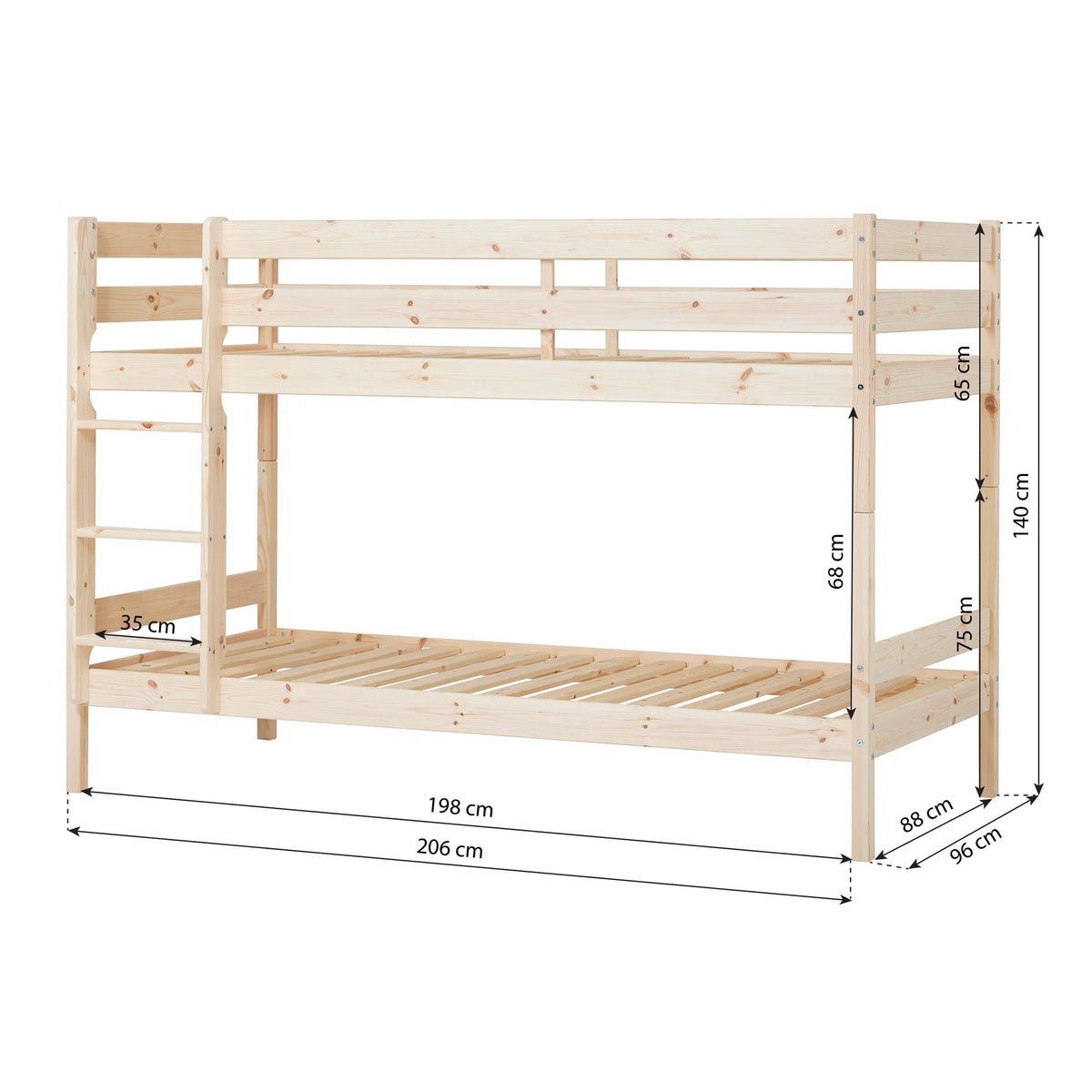 Hoppekids ECO Comfort, Kerrossänky 90x200 cm, Wood