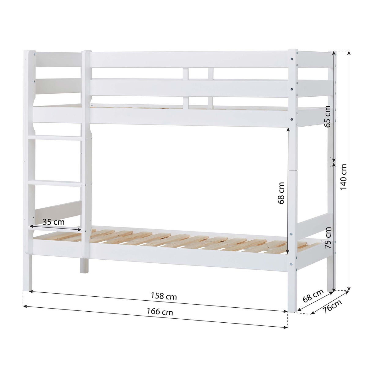 Hoppekids ECO Comfort, Bunk bed 70x160 cm, White