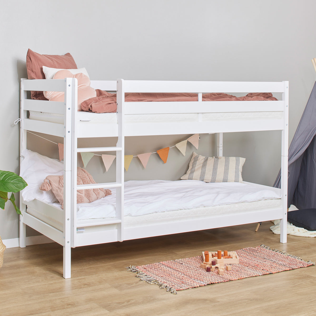 Hoppekids ECO Comfort, Våningssäng 90x200 cm, Vit