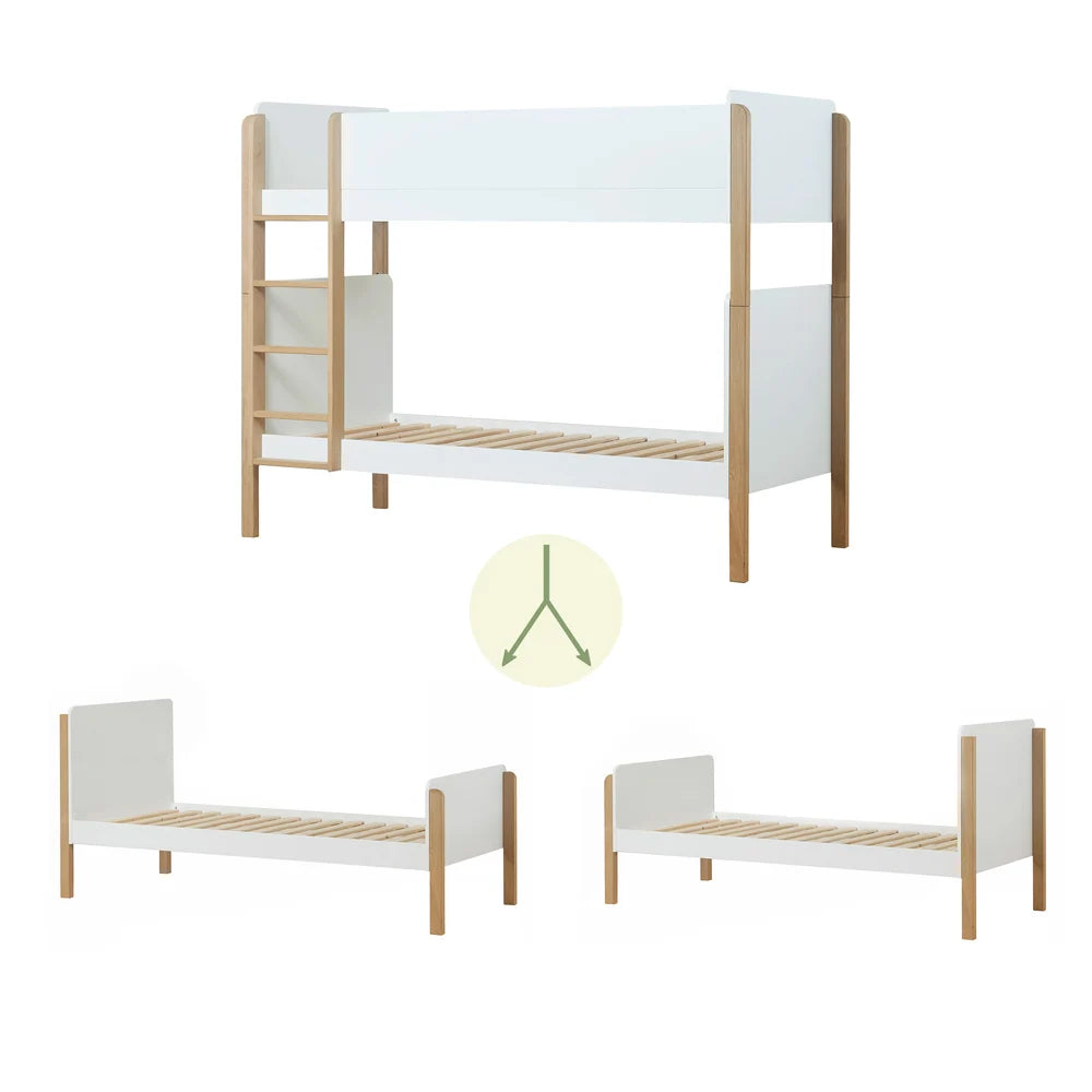 Hoppekids, ECO Luxury, Våningssäng 70x160 cm (konvertibel), Vit
