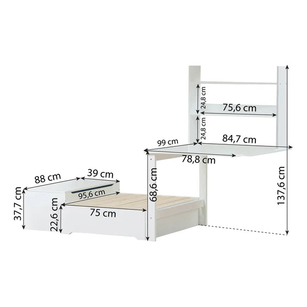 Hoppekids, ECO Luxury, Bunk bed 70x160 cm (convertible), White