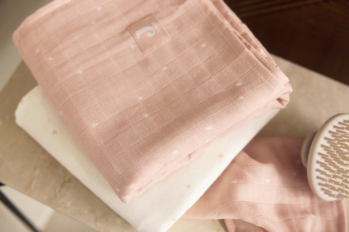 Jollein, Muslin Swaddle 2-pack, Twinkling Wild Rose, 115x115cm