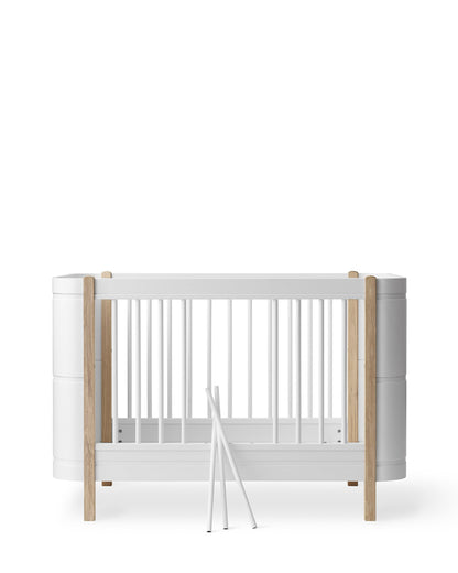 Oliver Furniture, Wood Mini+ Cot & Junior Bed 5in1, White/Oak