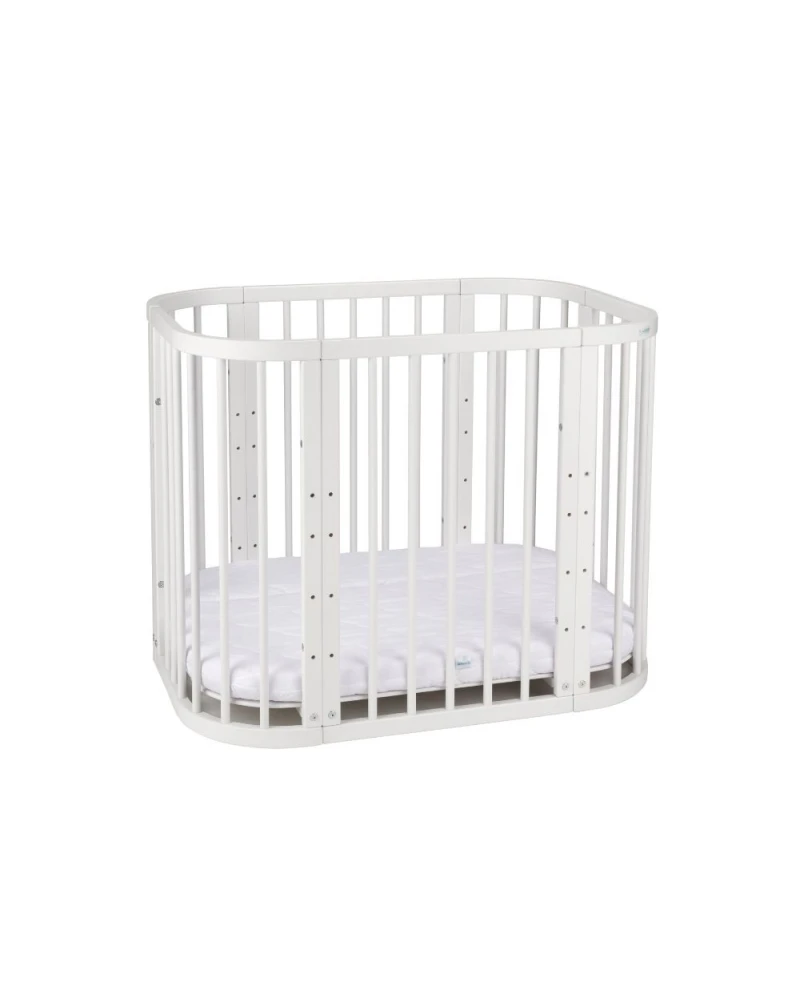 Waldin, Cot 5in1 + Mattress, White