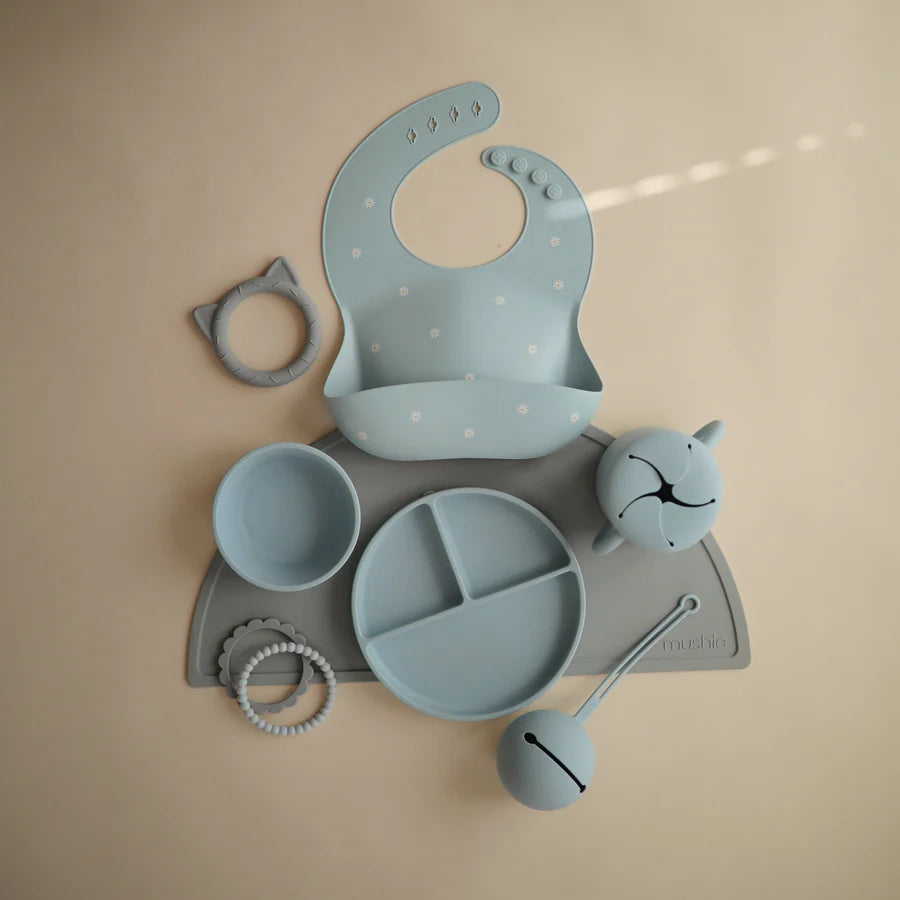 Mushie, Silicone Bowl with Suction Cup, Powder Blue