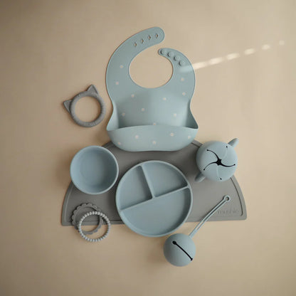 Mushie, Silicone Bowl with Suction Cup, Powder Blue