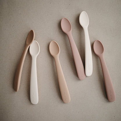 Mushie, Silicone Spoon Set 2pcs, Blush/Shifting Sand