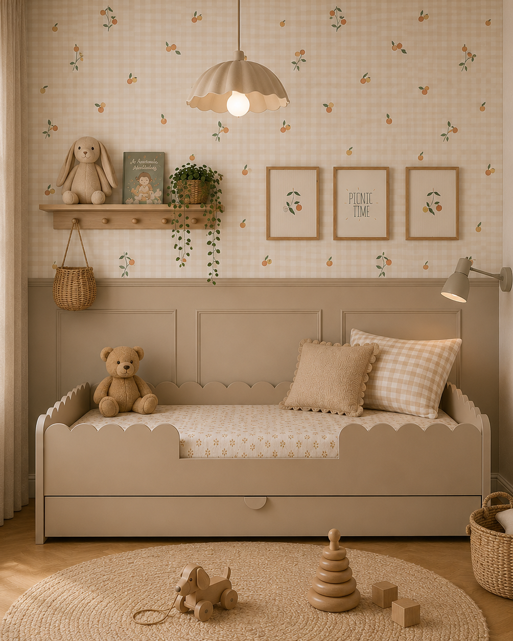 Bellamy, Junior bed 80x160, Book Nook, Latte