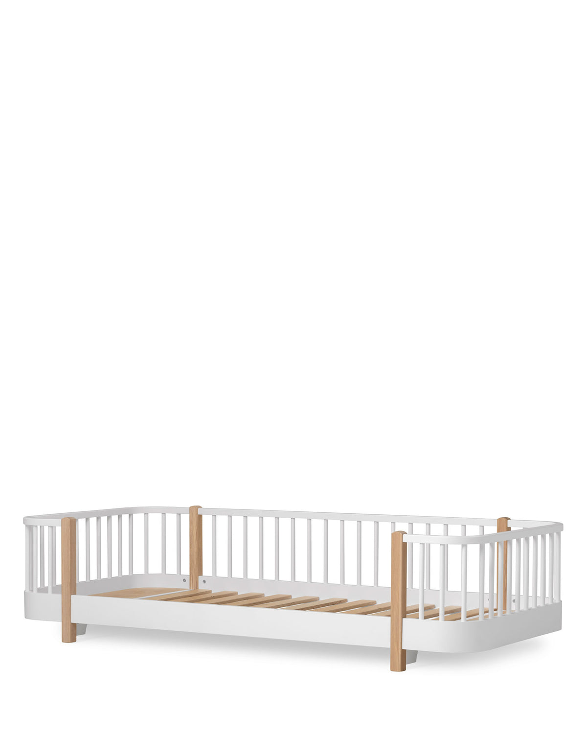 Oliver Furniture, Wood Original Floor Bed 90x200 cm, White/Oak