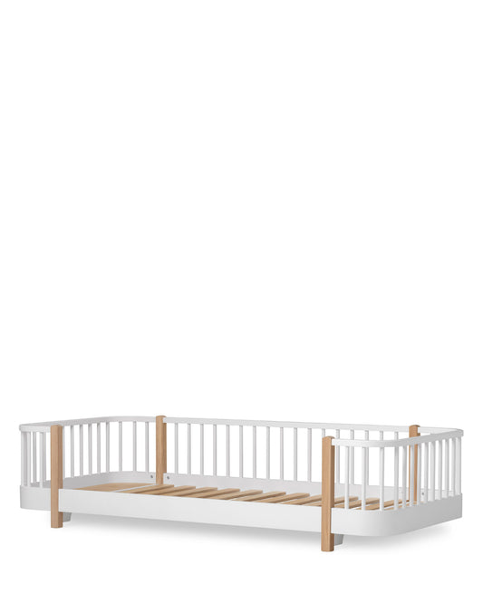 Oliver Furniture, Wood Original Floor Bed 90x200 cm, White/Oak