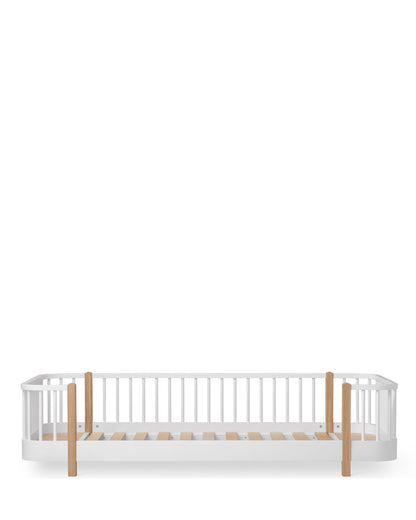 Oliver Furniture, Wood Original Floor Bed 90x200 cm, White/Oak