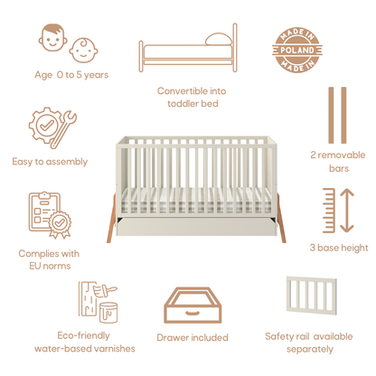 Bellamy, Lotta, Cot 2 IN 1, 70x140 cm, Latte