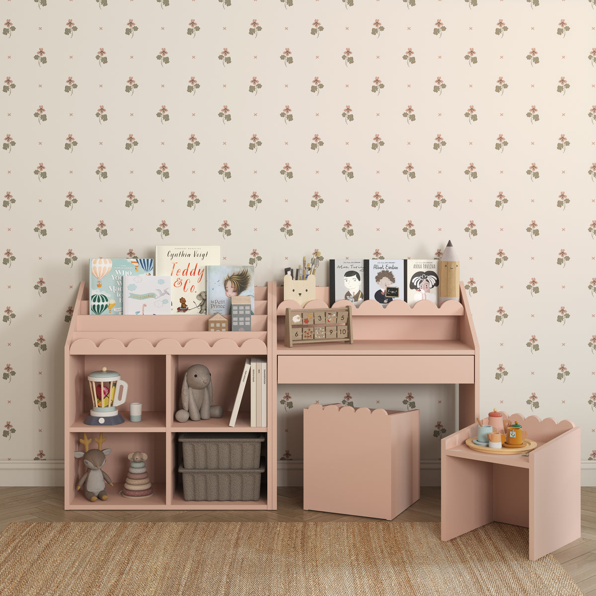 Book Nook, Montessori Pöytä ja Tuolit, Vintage Rose