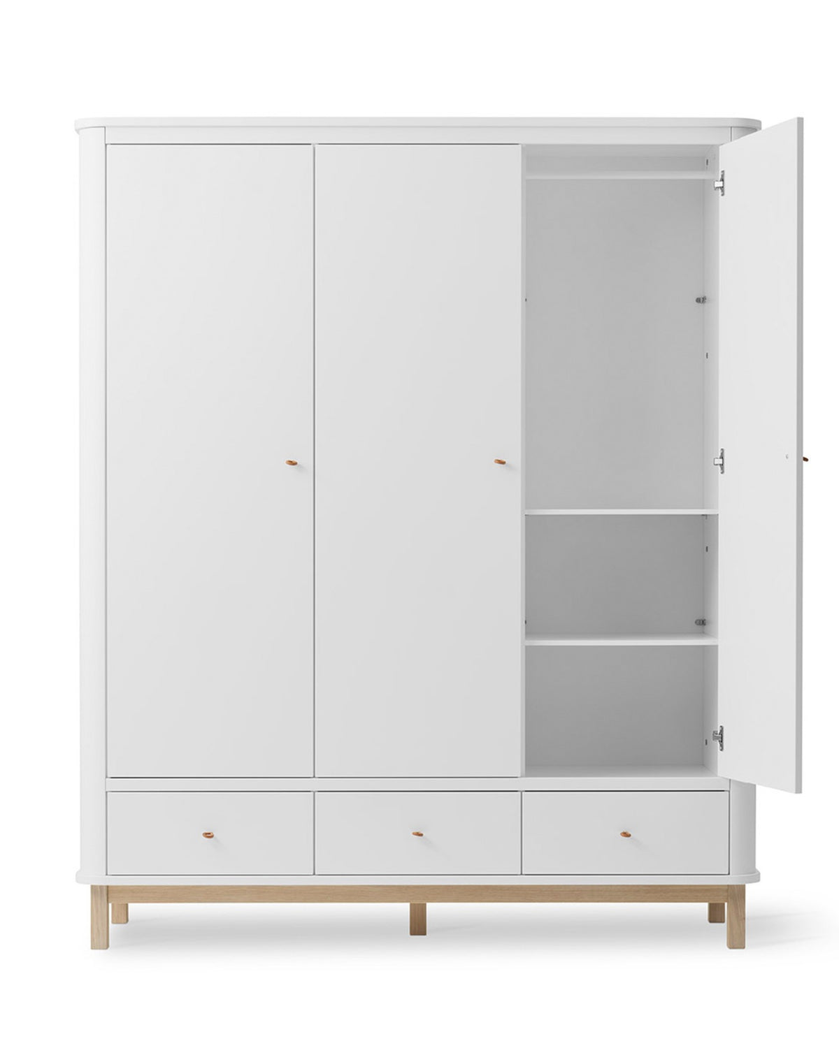 Oliver Furniture, Wood, Vaatekaappi 3 ovea, White/Oak
