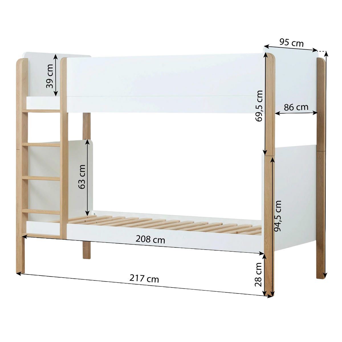Hoppekids, ECO Luxury, Våningssäng 70x160 cm (konvertibel), Vit