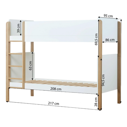 Hoppekids, ECO Luxury, Våningssäng 70x160 cm (konvertibel), Vit