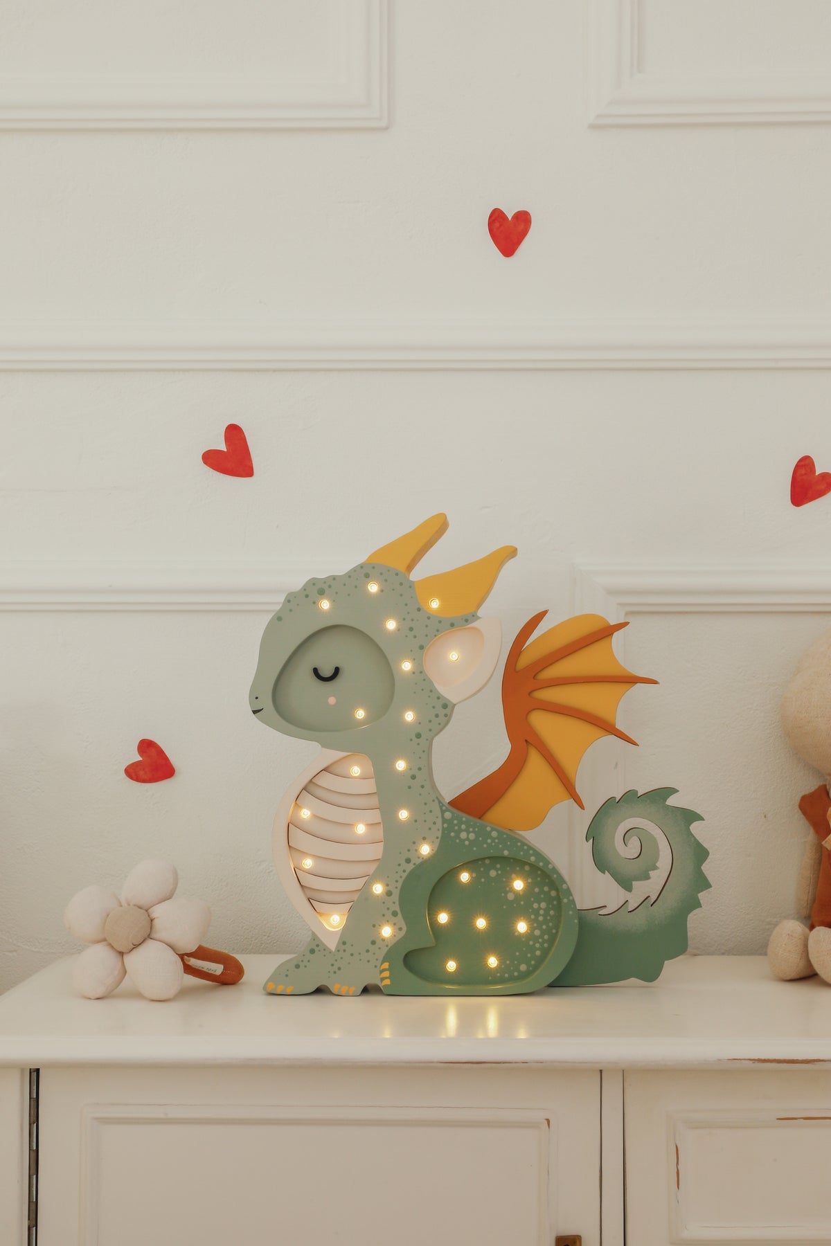 Little Lights Night Light, Baby Dragon, Hunter Green