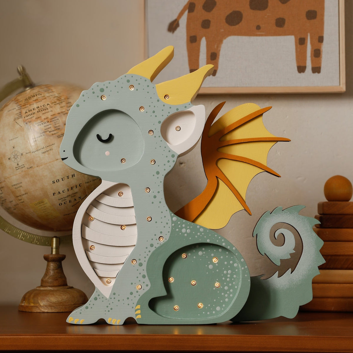 Little Lights Night Light, Baby Dragon, Hunter Green