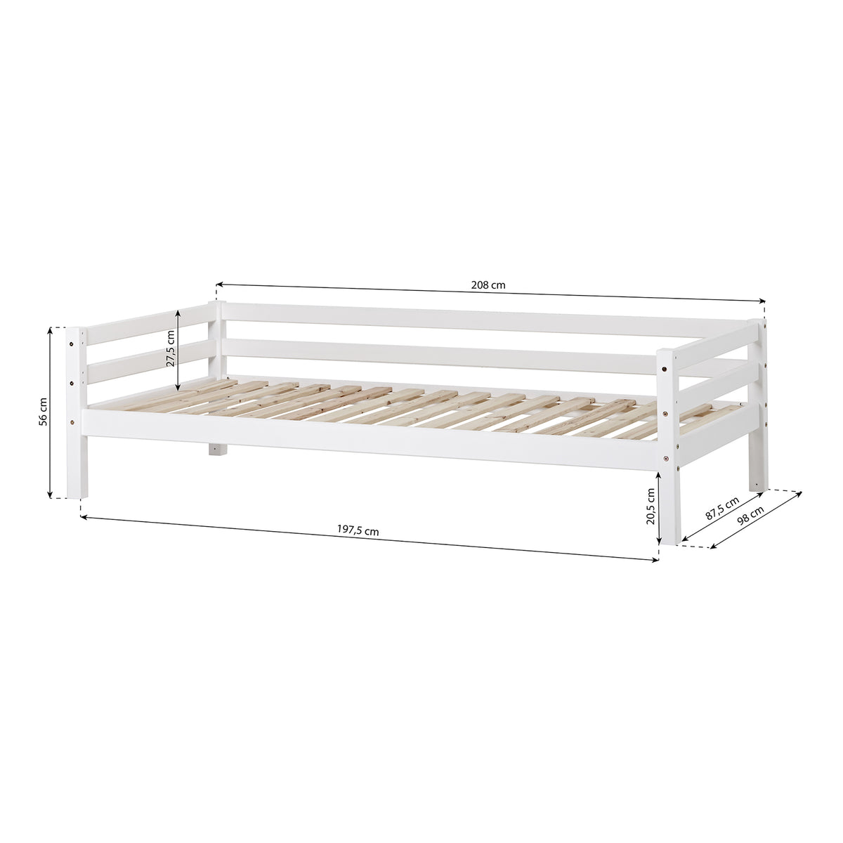 Hoppekids, ECO Dream, Junior bed 90x200 cm, White