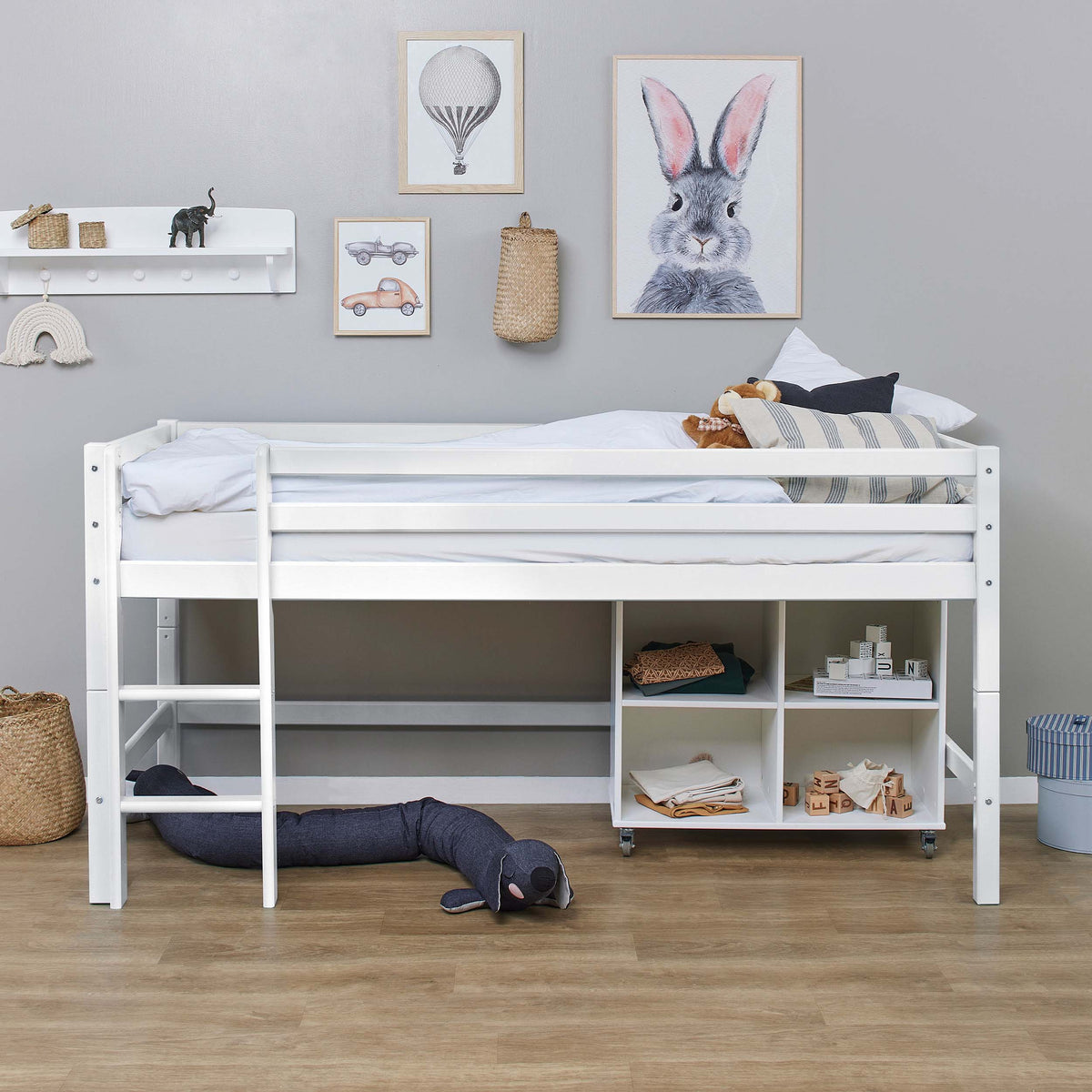 Hoppekids, ECO Dream, Loftsäng (Cabriolet) 70x160 cm, Vit