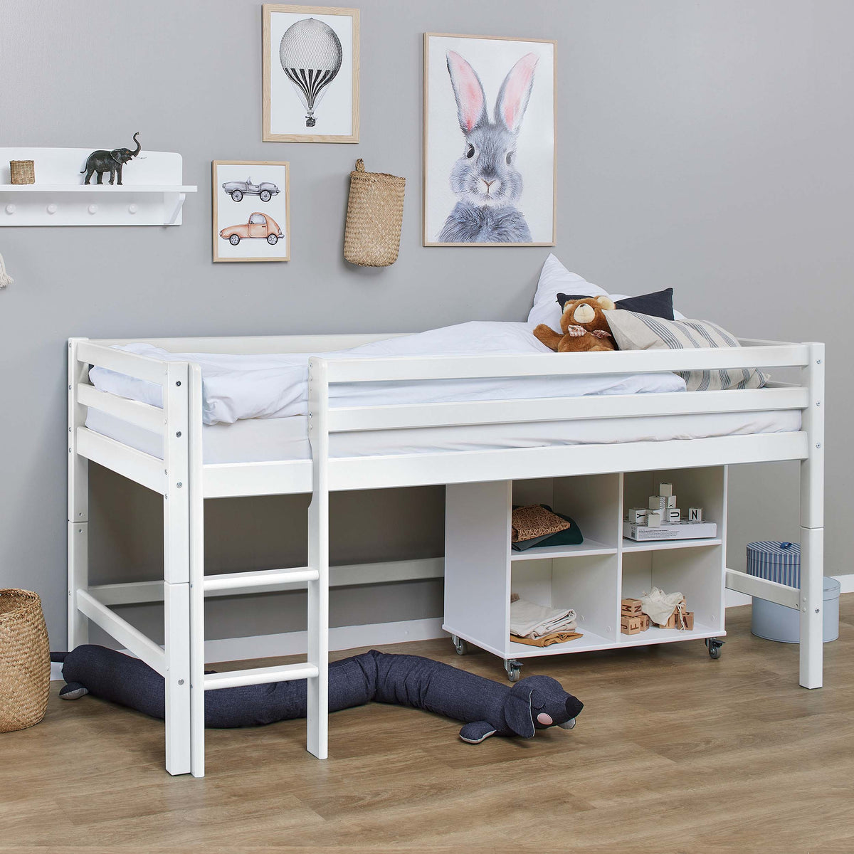 Hoppekids, ECO Dream, Loftsäng (Cabriolet) 70x160 cm, Vit